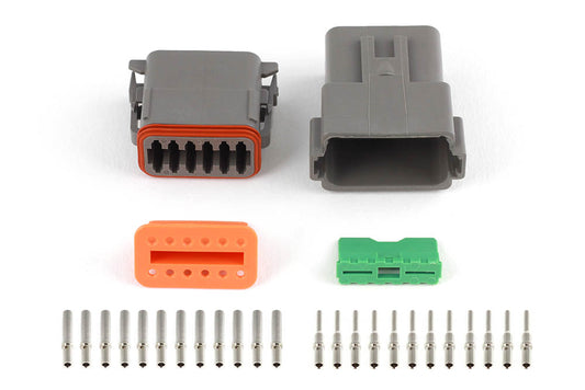 Plug and Pins Only - Matching Set of Deutsch DT-12 Connectors  (DT06-12S + DT04-12P) - ( 13 Amp)