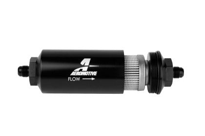Aeromotive 10 Micron Black Fuel Filter with Male AN Ports & Microglass Element