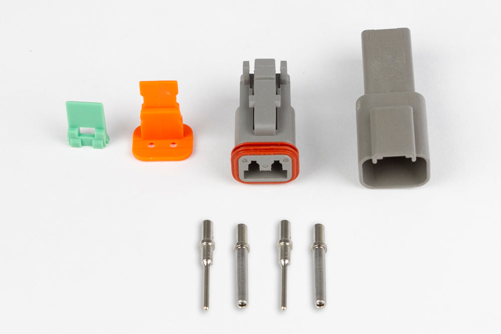 Plug and Pins Only - Matching Set of Deutsch DT-2 Connectors  (DT06-2S + DT04-2P) - ( 13 Amp)
