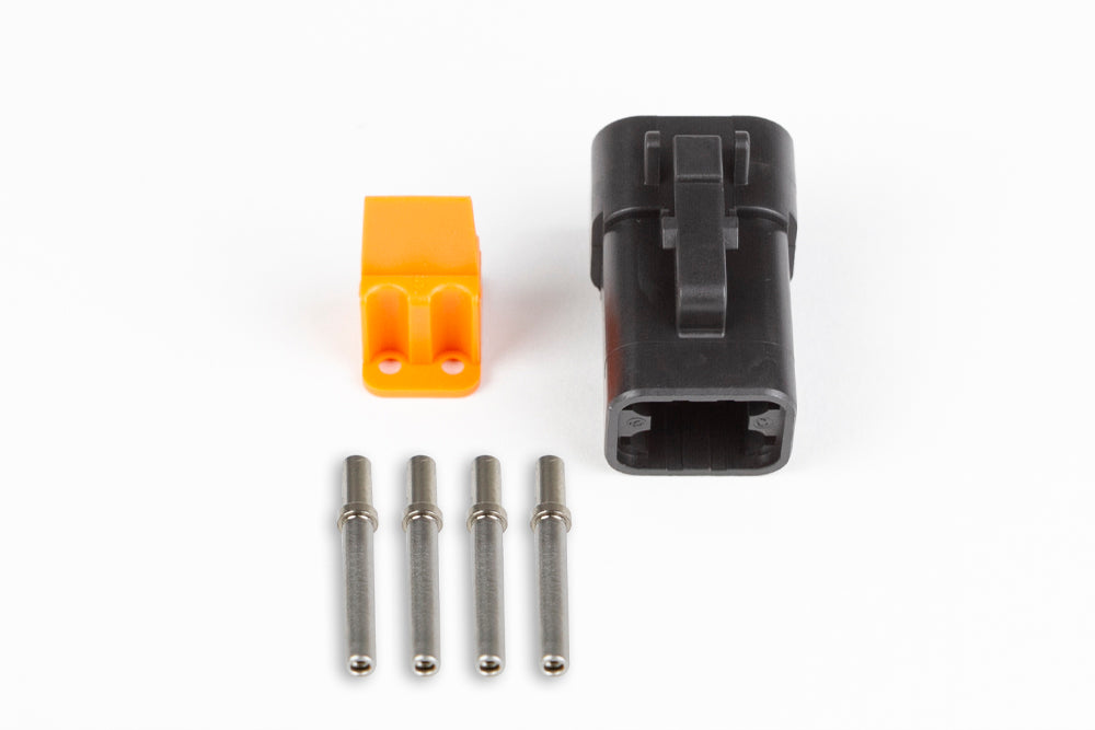 Plug and pins only - Male Deutsch DTP-06-4S - Black connector (25Amp)