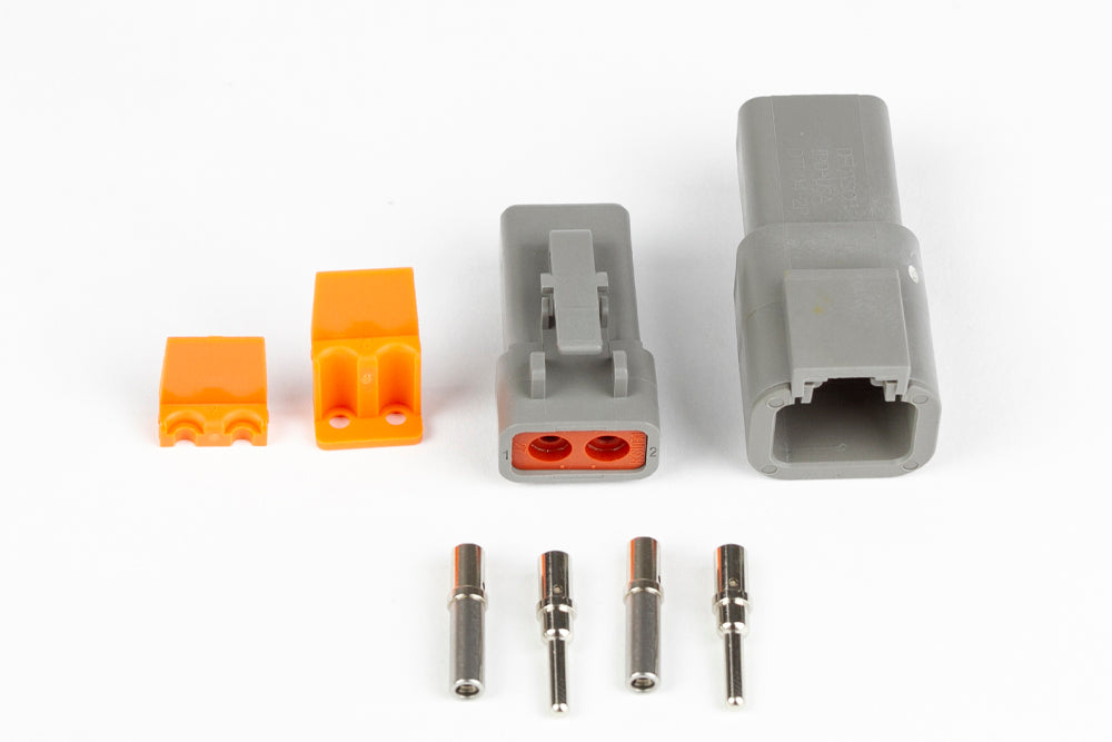 Plug and Pins Only - Matching Set of Deutsch DTP-2 Connectors (25 Amp)