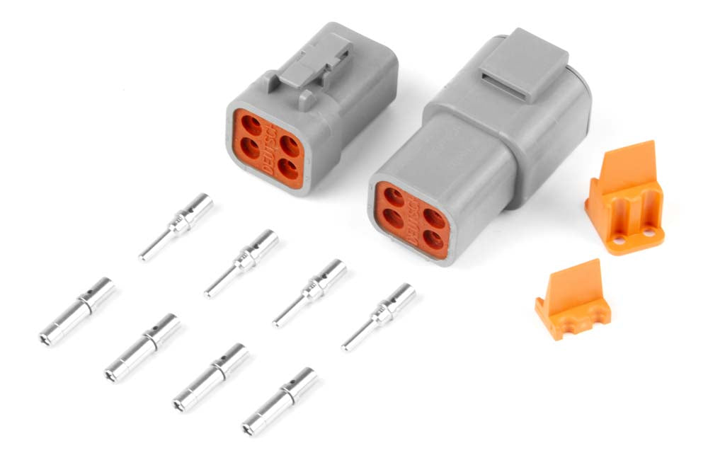 Plug and Pins Only - Matching Set of Deutsch DTP-4 Connectors (25 Amp)